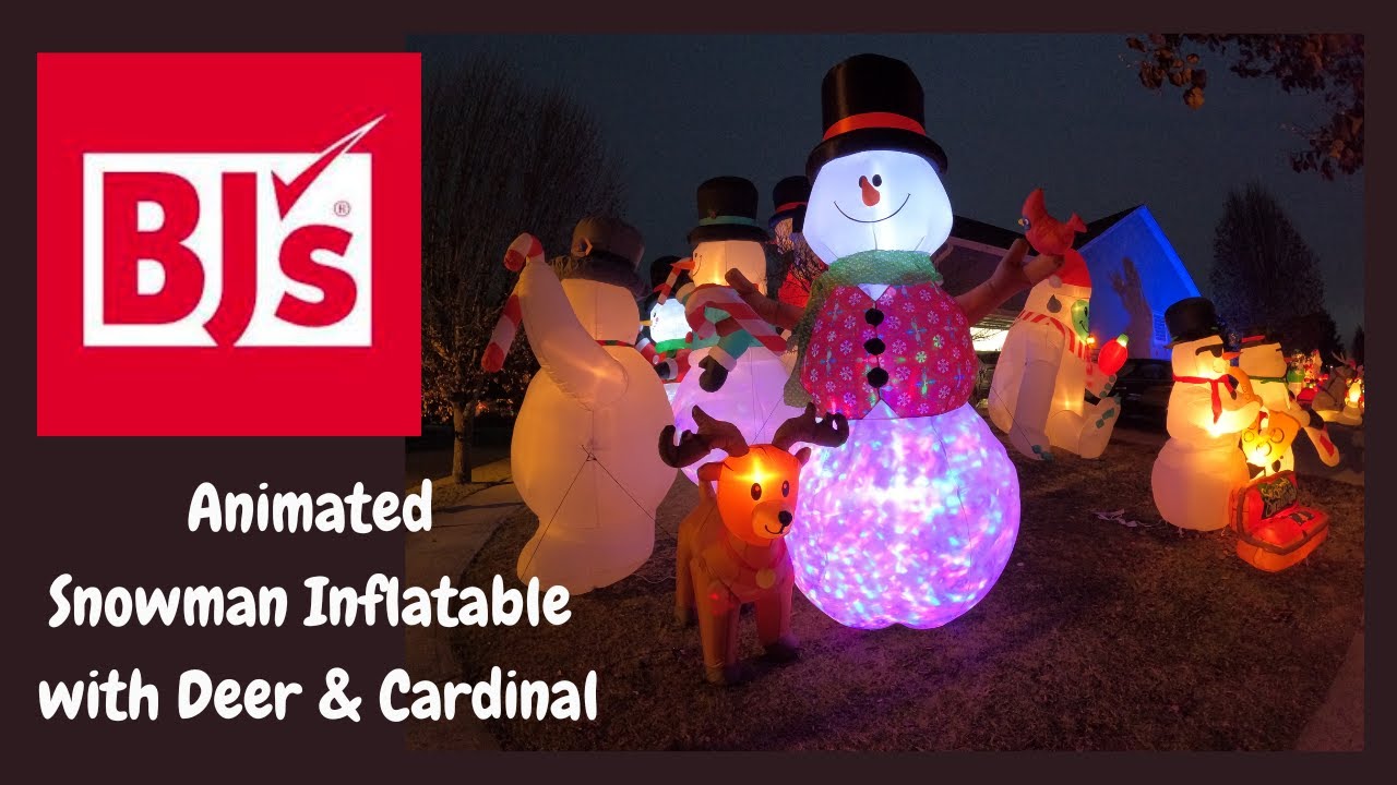 BJS Wholesale Club Animated Kaleidoscope Snowman with Deer & Cardinal Christmas Gemmy Unboxing 2022