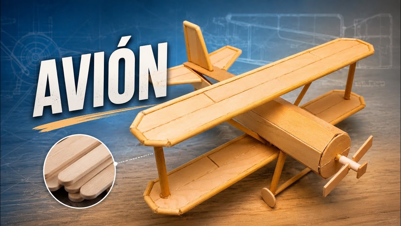 AVIÓN  hecho con palitos de helado - PLANE made with ice cream sticks