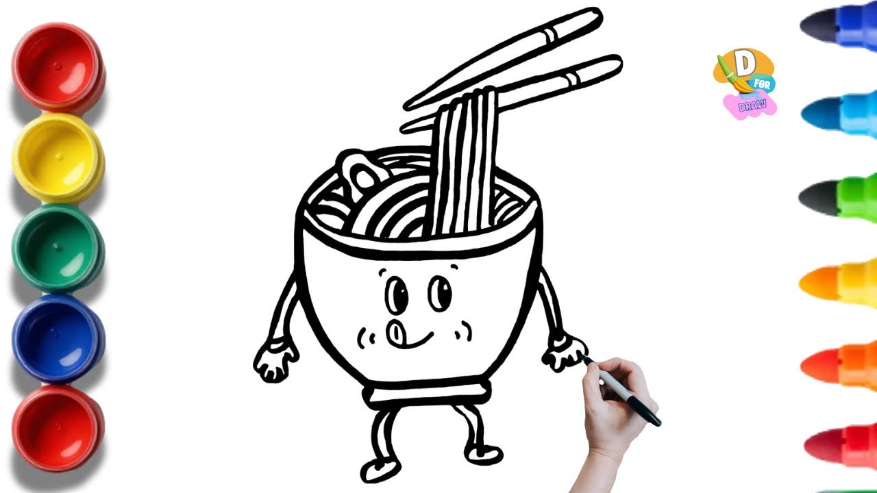 How to Draw Noodles Bowl🍝 for Kids | Easy Kawaii food 🥘 