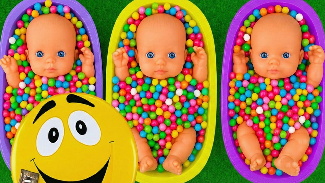 11 Minutes Satisfying with Full of 3 Rainbow BathTubs Candy with M&M's & Magic Slime Cutting Video 1