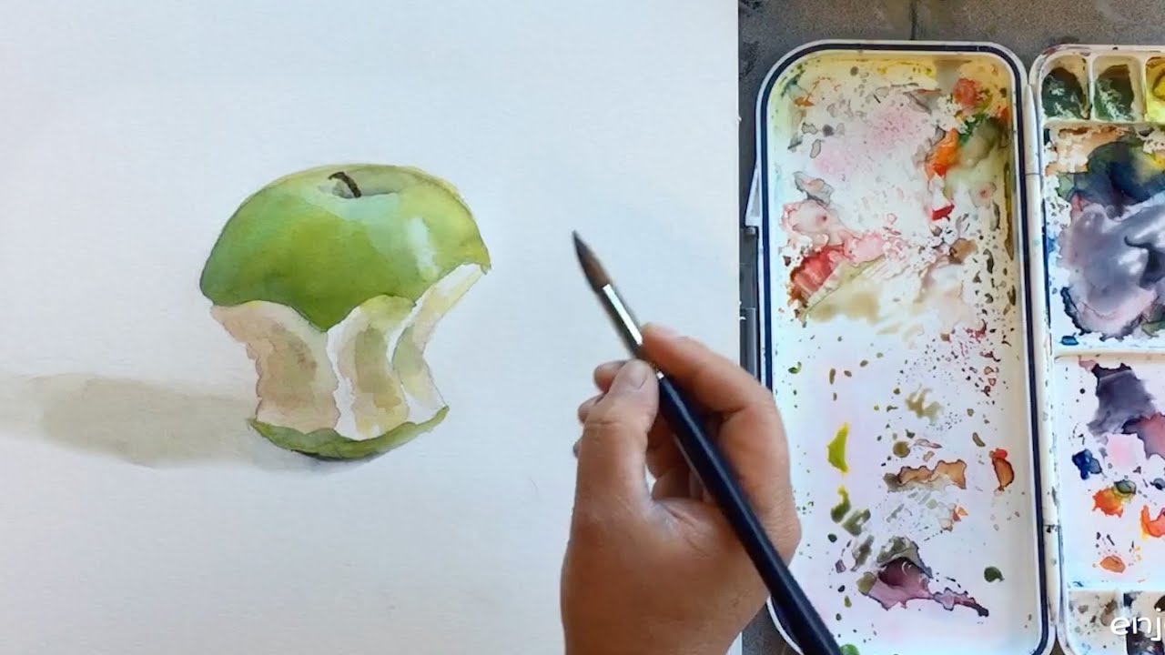 Still Life #39 - How to Paint an Eaten Apple in Watercolor
