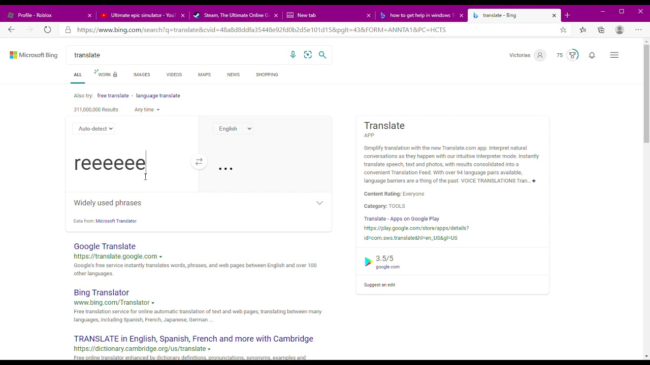 translate   Bing and 5 more pages   Personal   Microsoft​ Edge 2021 01 13 16 59 28