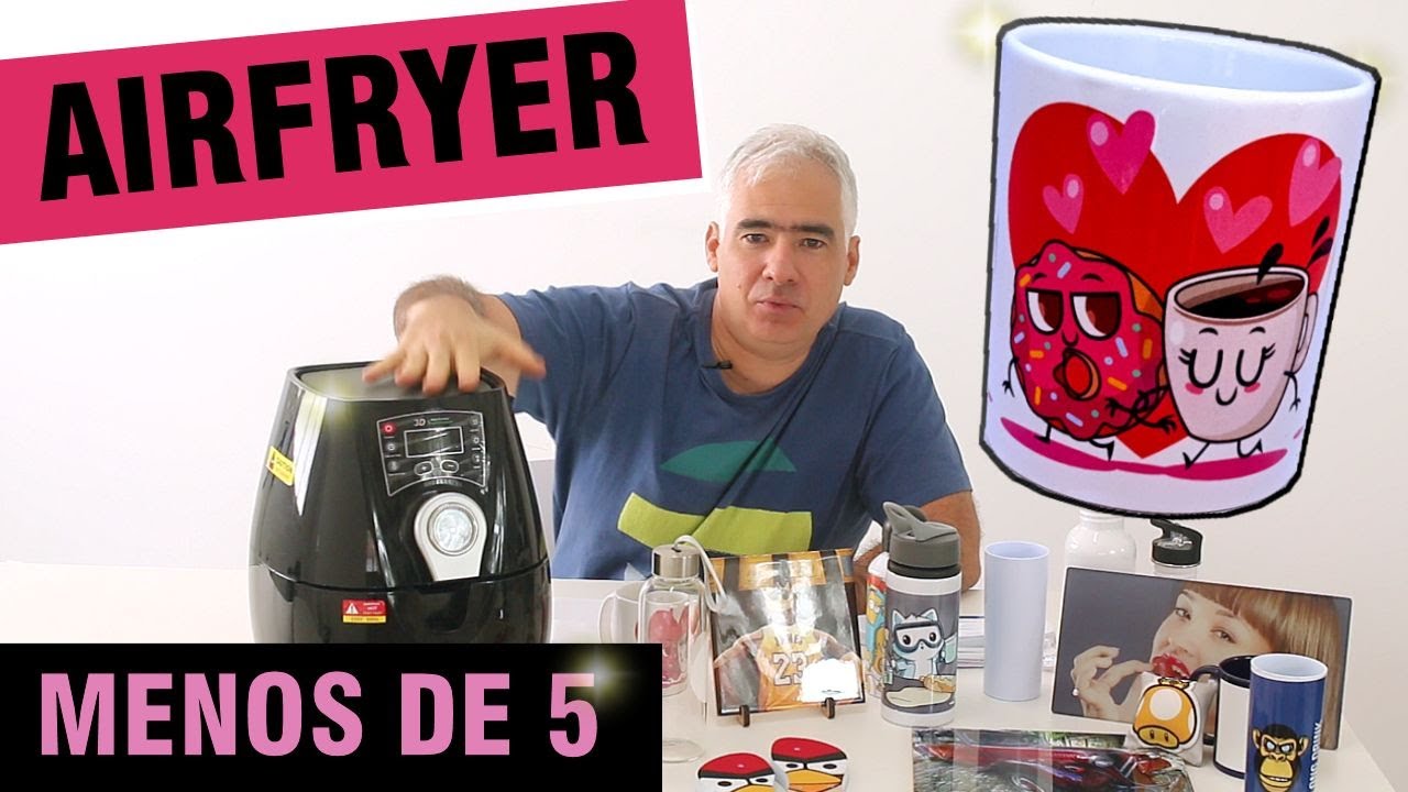 Como Personalizar Canecas na Airfryer com Menos de R$ 5,00 (Fritadeira Elétrica) SUBLIMAÇÃO