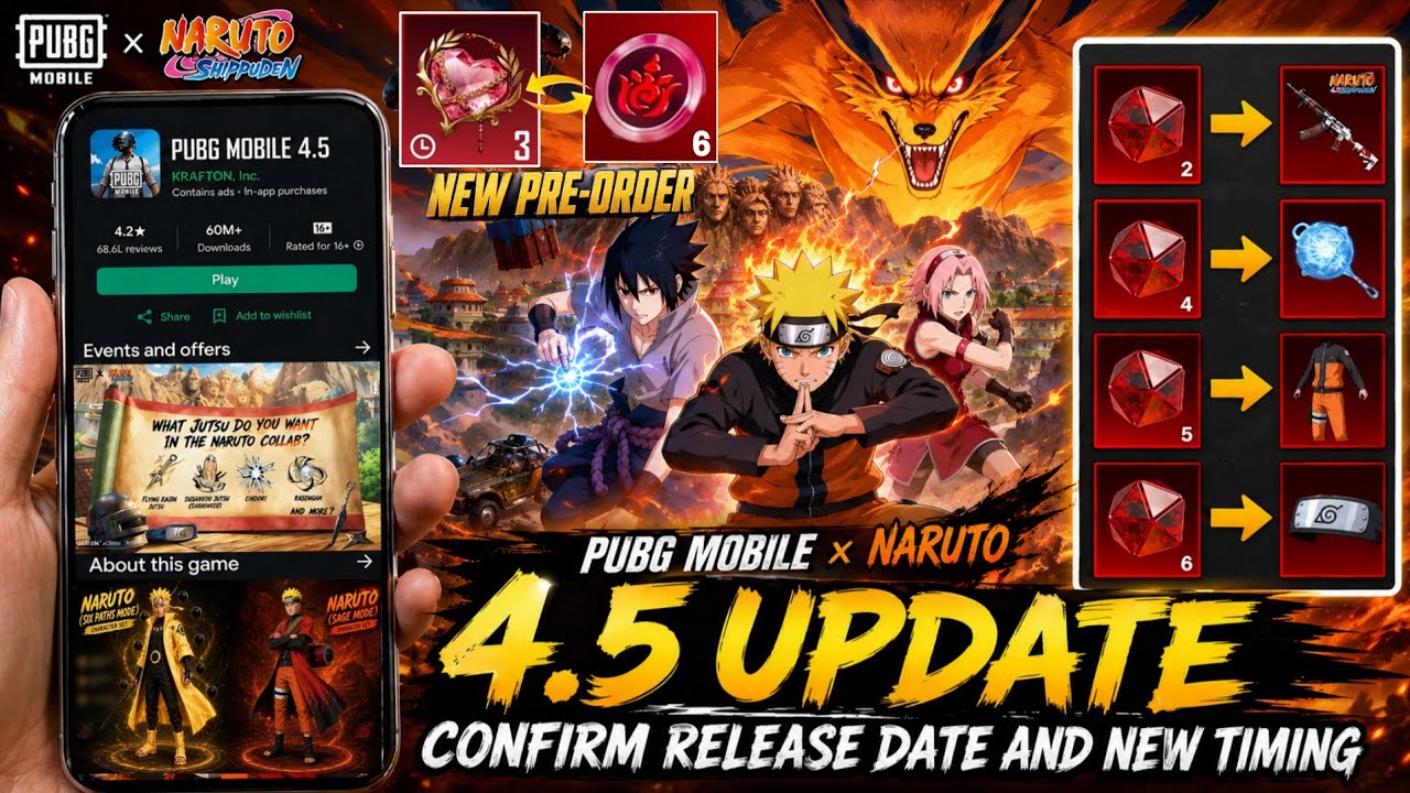 Mythic Forge And 4.5 Update Is Here | Official Release | New Naruto Pre-order Event Is Here | PUBGM