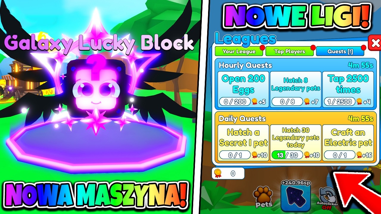NOWE LEAGUE I GALAXY LUCKY BLOCK W TAP SIMULATOR! Roblox
