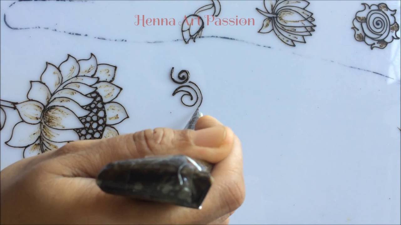 embellishment 10 :learn various lotus and swirls for reverse mehendi : Flower embelishment part 2