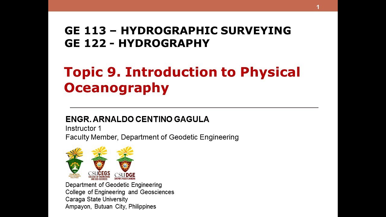 GE 122/GE 113 Hydrography/Hydrographic Surveying Topic-9
