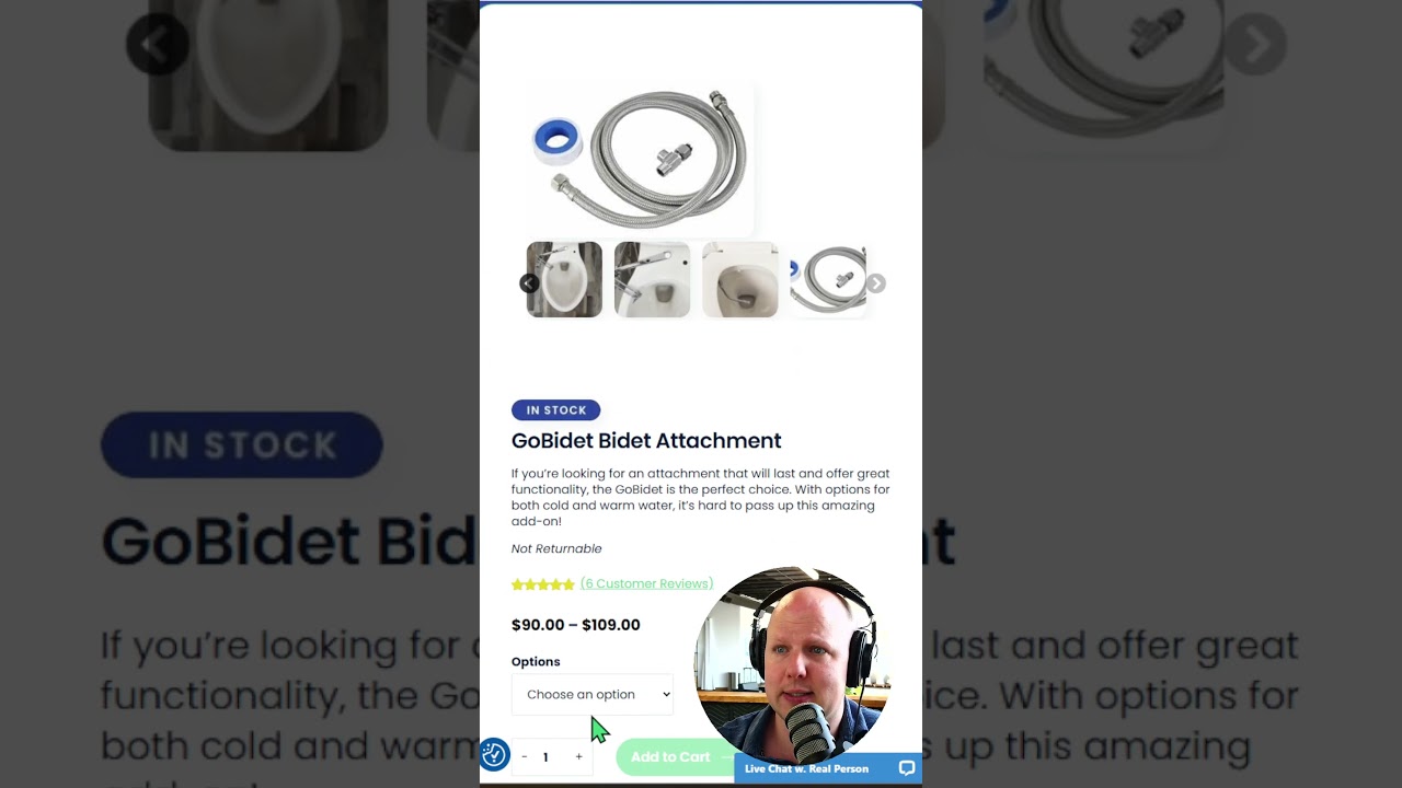 Bidet for round toilet with chrome supply