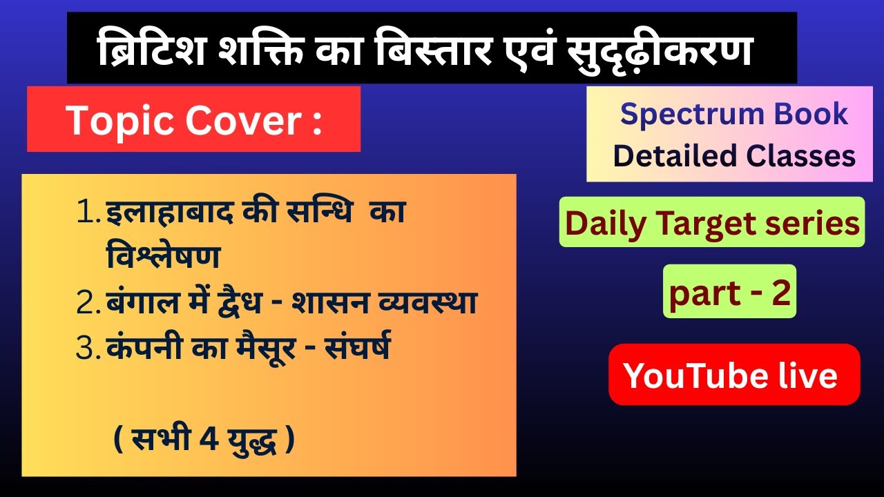 ब्रिटिश शक्ति का विस्तार एवं सुदृढ़ीकरण, बंगाल में द्वैध शासन, मैसूर युद्ध -Spectrum Modern History