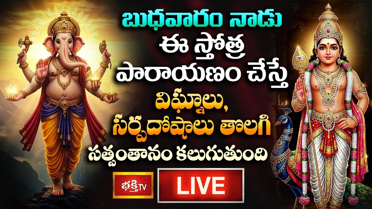 LIVE :  బుధవారం నాడు ఈ స్తోత్ర పారాయణం చేస్తే విఘ్నాలు, సర్పదోషాలు తొలగి సత్సంతానం కలుగుతుంది