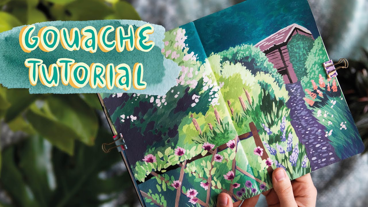 Acrylic Gouache Cottage Garden Painting Tutorial