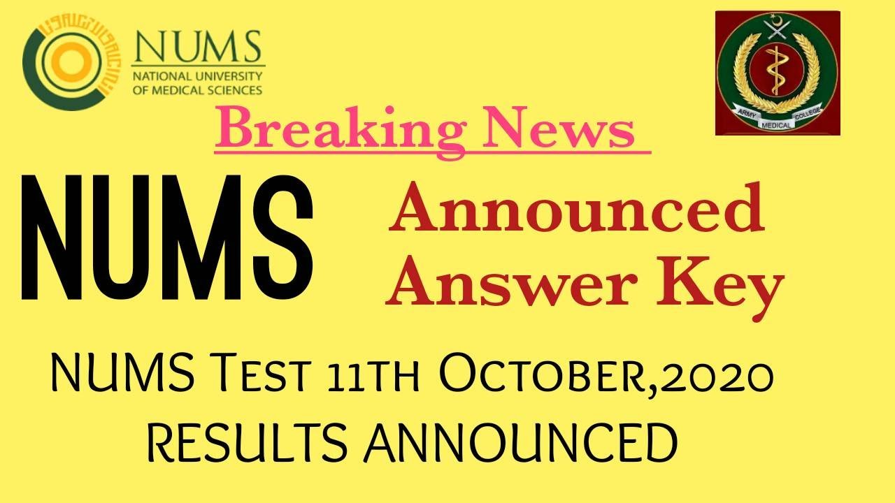 NUMS Answer Key | NUMS Test 2020 | NUMS Test Results @educationandhappiness
