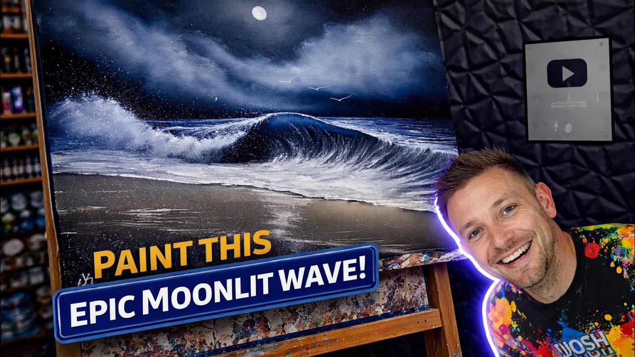 Painting #2338 - Night Oregon Coast Seascape #bobross #paintwithjosh #arttutorial #oilpainting