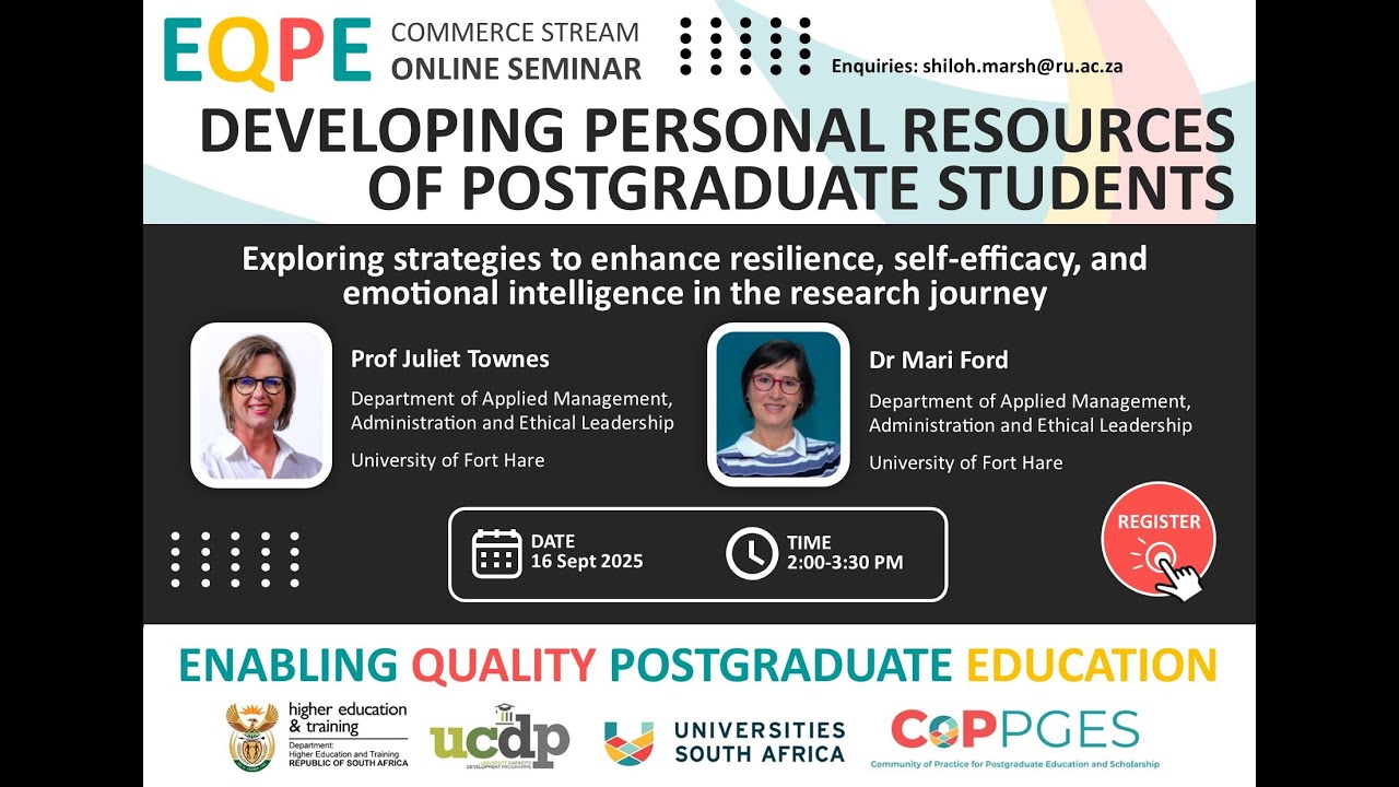 EQPE Online Seminar: Developing personal resources of postgraduate students