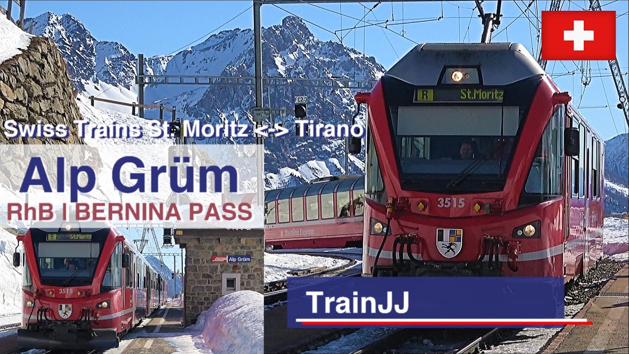 ▶ 4K Alp Grüm Berninapass - Switzerland | Swiss Trains from St. Moritz to Tirano