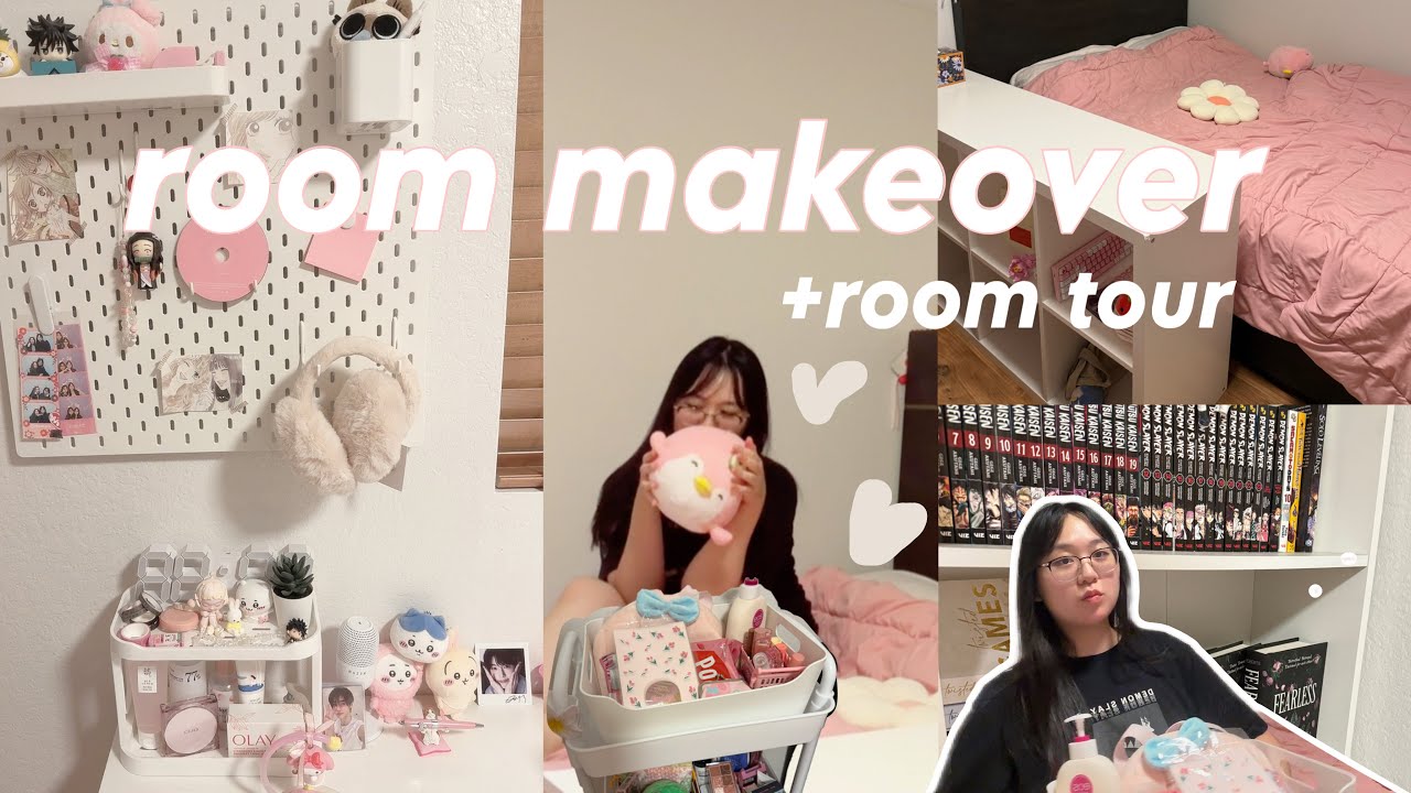 ROOM MAKEOVER & TOUR 🎀 new furniture, ikea haul, cleaning and organizing