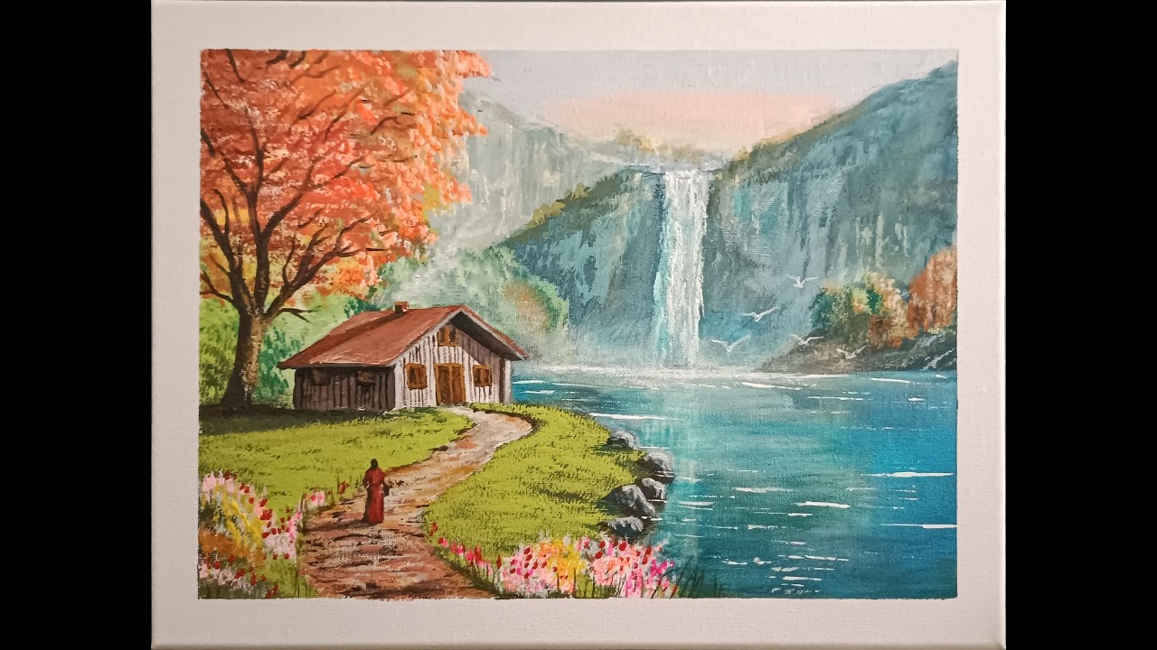 Relaxing Landscape Painting | Calm Acrylic Art Process by Hand (No Talking)