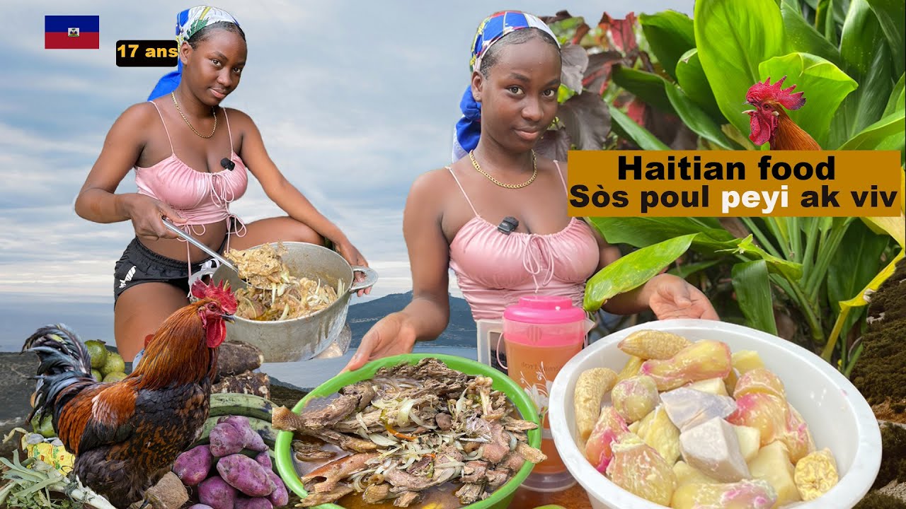 Vin gade yon timoun 17 ans kap prepare yon bon sòs poul peyi ak viv #haitianfood 
