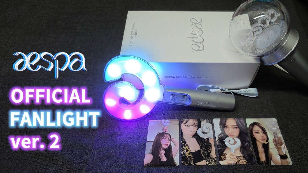 [Распаковка] AESPA — официальный Fanlight/Lightstick версии 2 (с руководством пользователя) и фот...