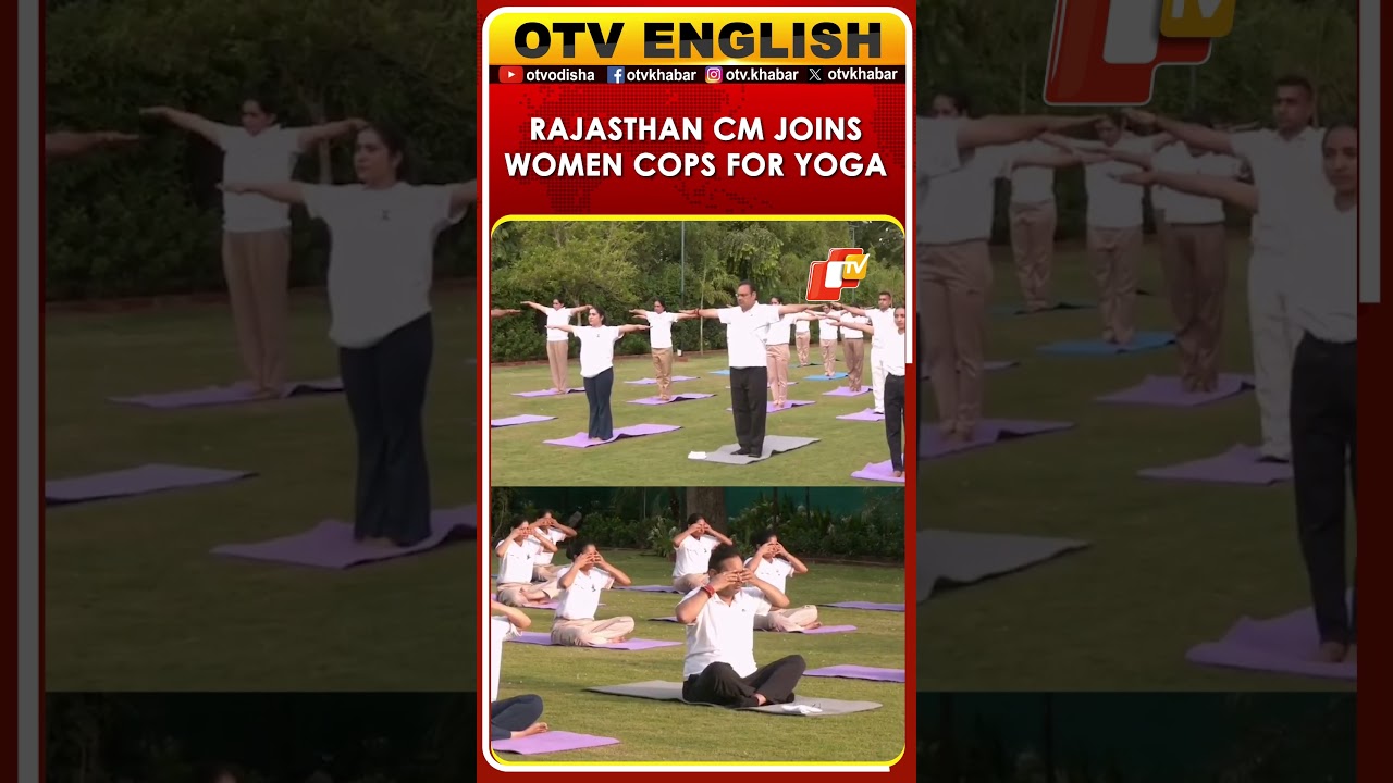 Rajasthan CM Bhajanlal Sharma Performs Yoga With Women Police Personnel