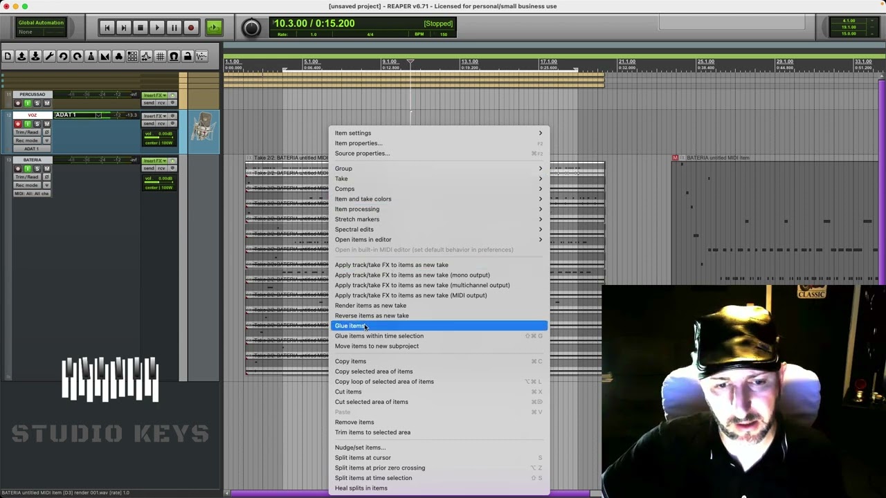 Como separar bateria midi no reaper
