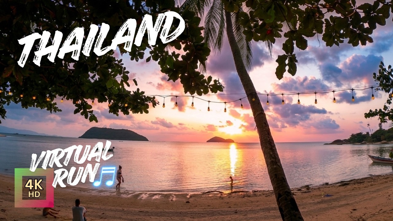 Virtual Run Thailand - Bangkok and Koh Phangan. Treadmill Scenery. With Music.