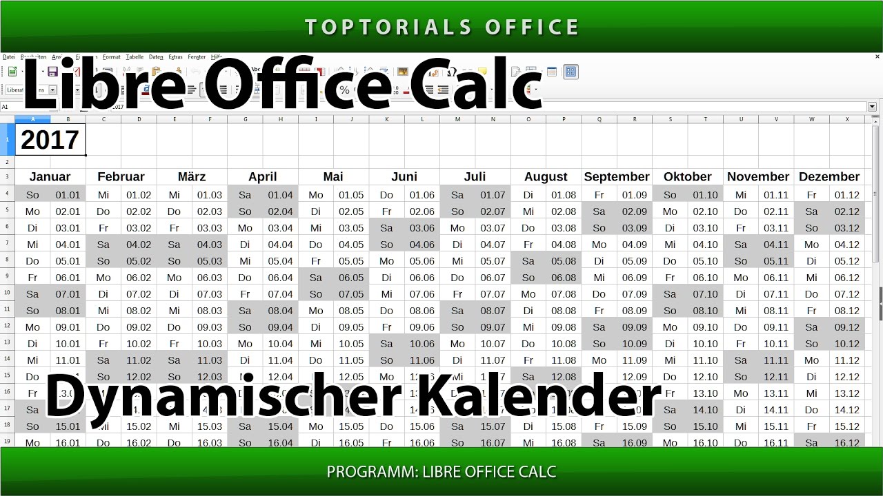 Dynamischen Kalender erstellen + Download (LibreOffice Calc)