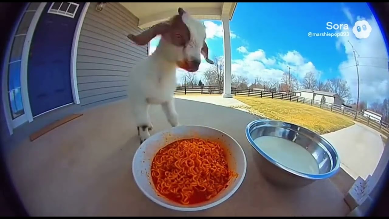 Predators react to SPICY noodles… caught on Ring camera 