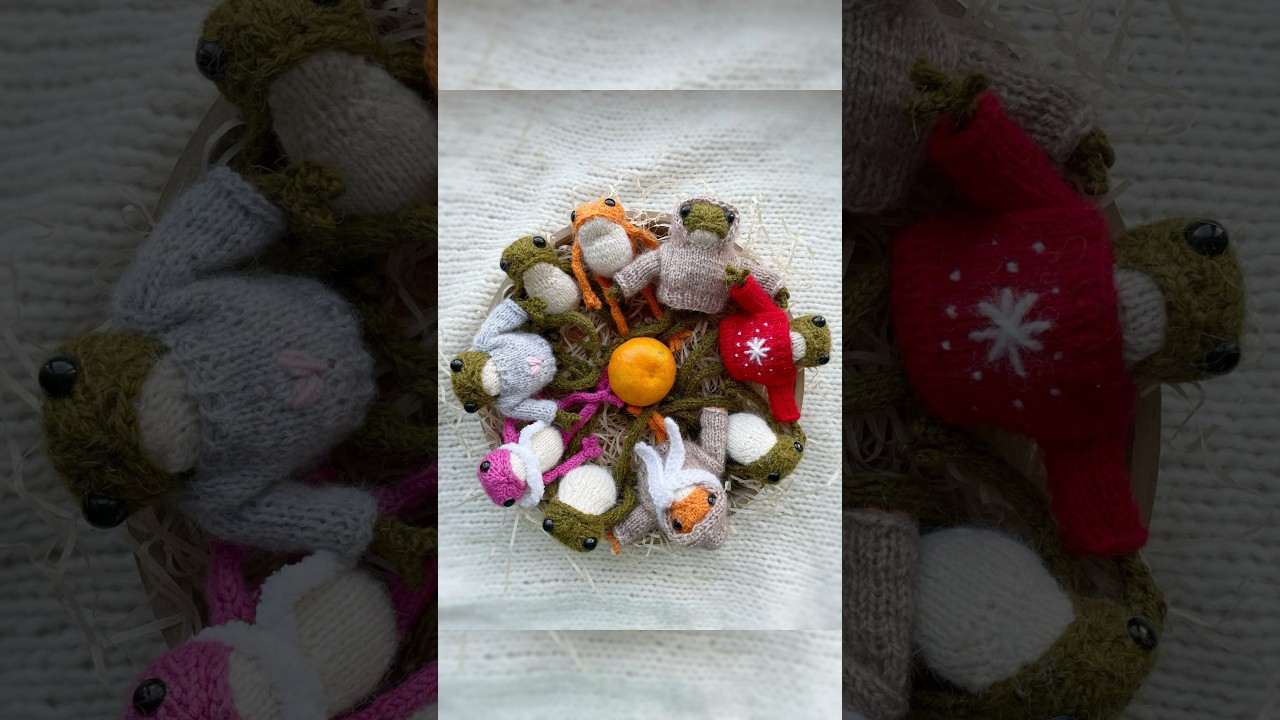 Вязаные лягушки спицами по описанию Клэр Гарланд #игрушкимпицами #вязанаялягушка #жаба