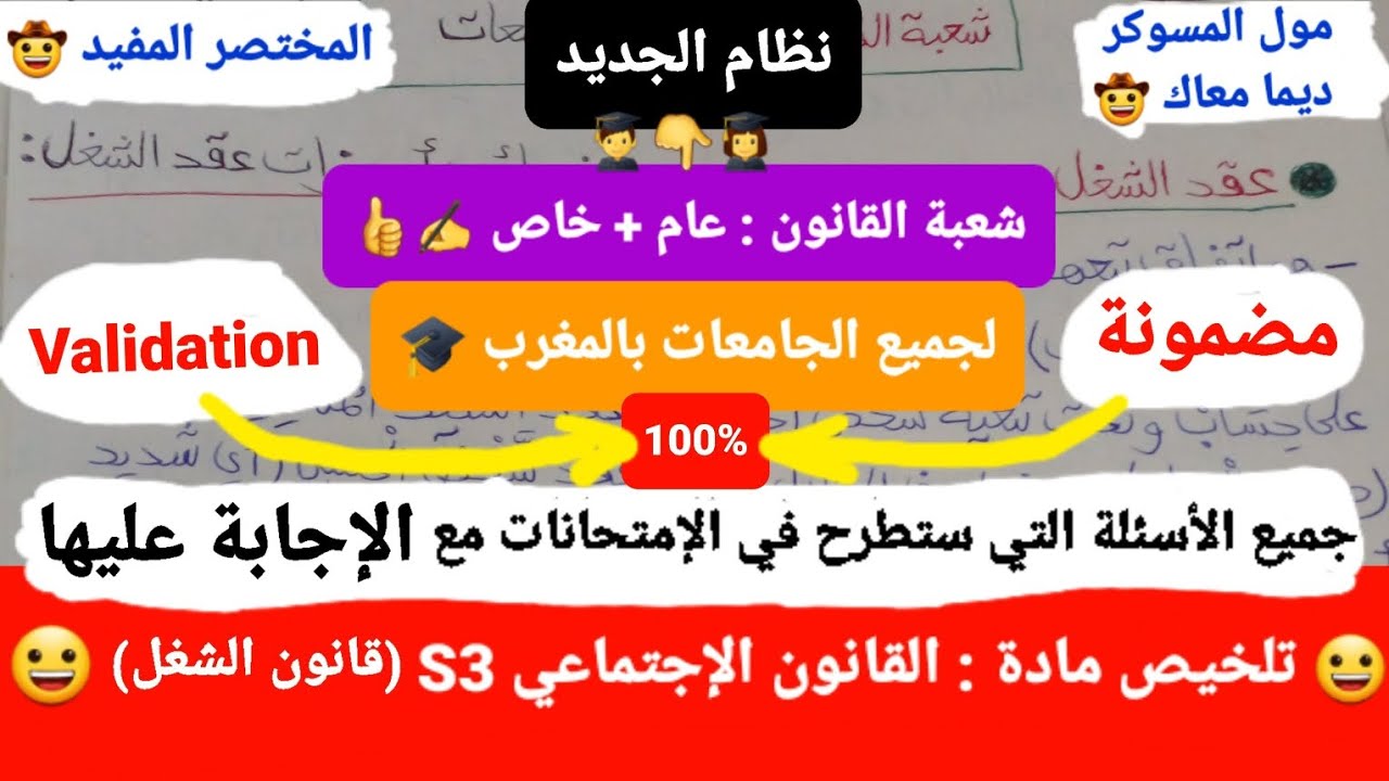 ملخص مادة : القانون الإجتماعي S3 / نظام الجديد 😀 : شعبة القانون (عام+خاص) ✍️/ لجميع الجامعات بالمغرب