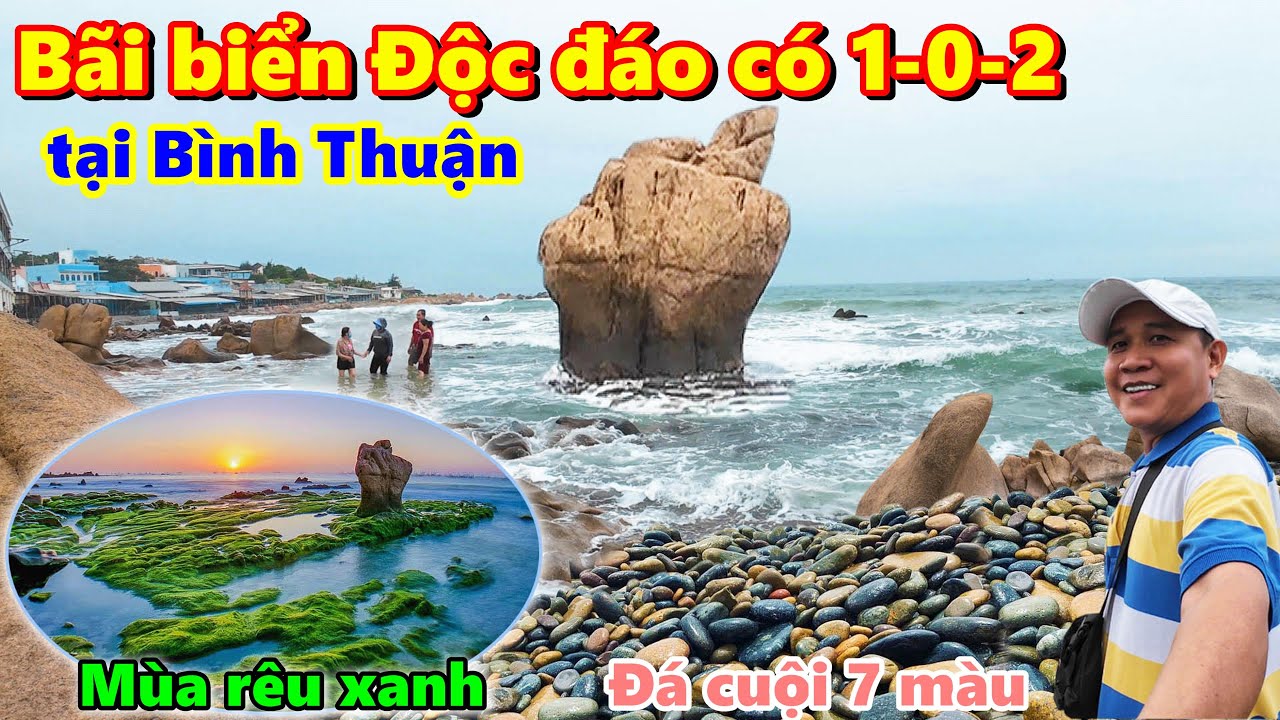 Bãi biển Cổ Thạch Bình Thuận SIÊU ĐẸP ĐỘC ĐÁO với Bãi đá Cuội 7 Màu và hiện tượng Rêu Xanh hàng năm