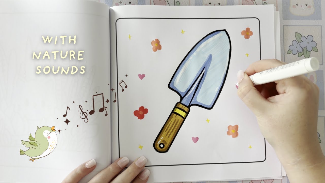 Colouring Book Relaxation - Garden Page with Nature Sounds 🕊