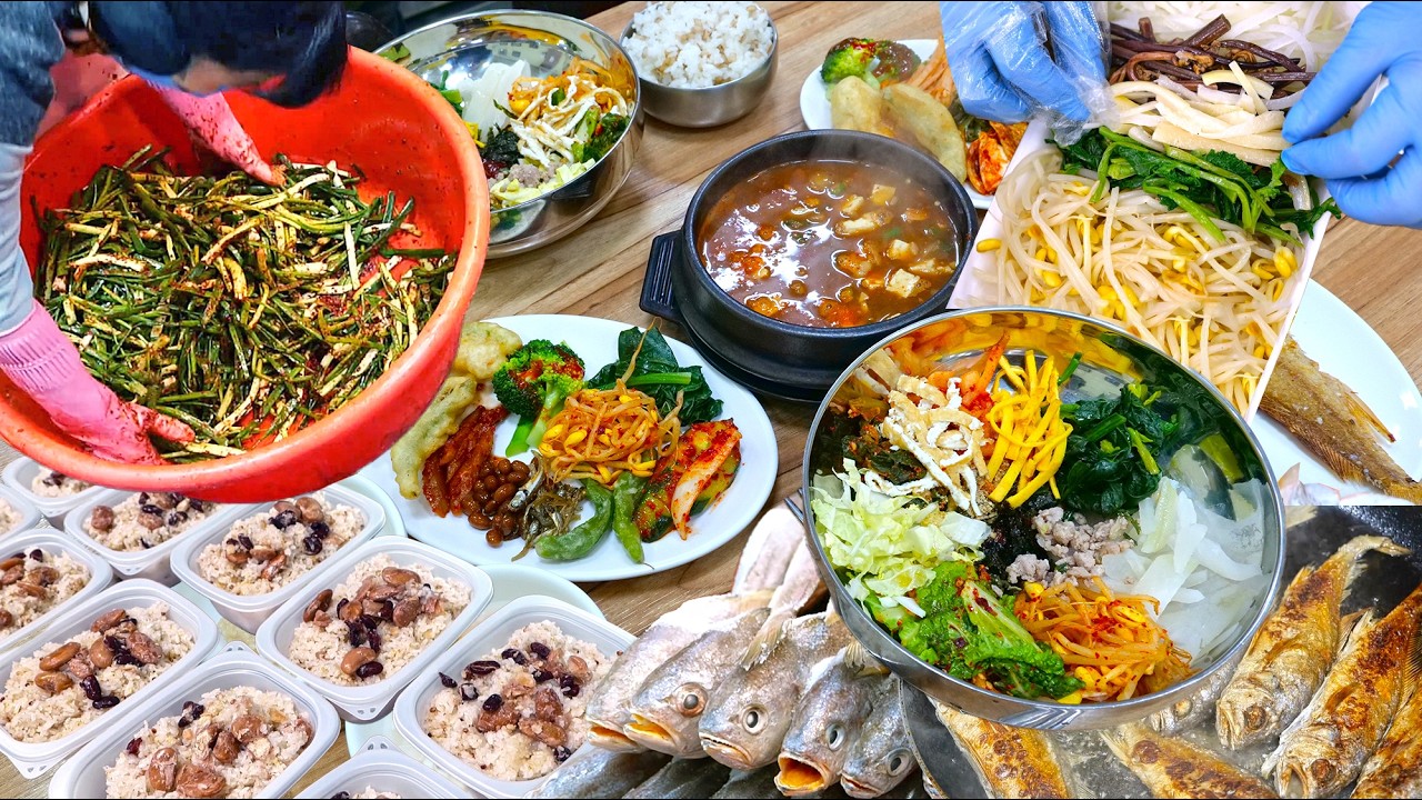 정월대보름! 오곡밥과 다양한 진채식 묵은 나물부터 5일장의 다양한 먹거리분식과 옛날통닭, 씨앗호떡과 족발 순대까지 맛집 BEST! Korean food / Street food