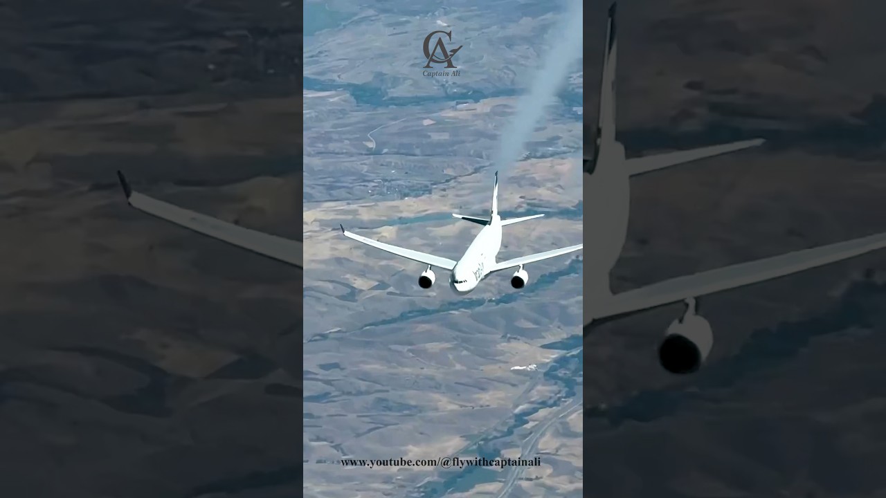 Incredible Cockpit view: Iran Air A330 passing 1000ft Below!