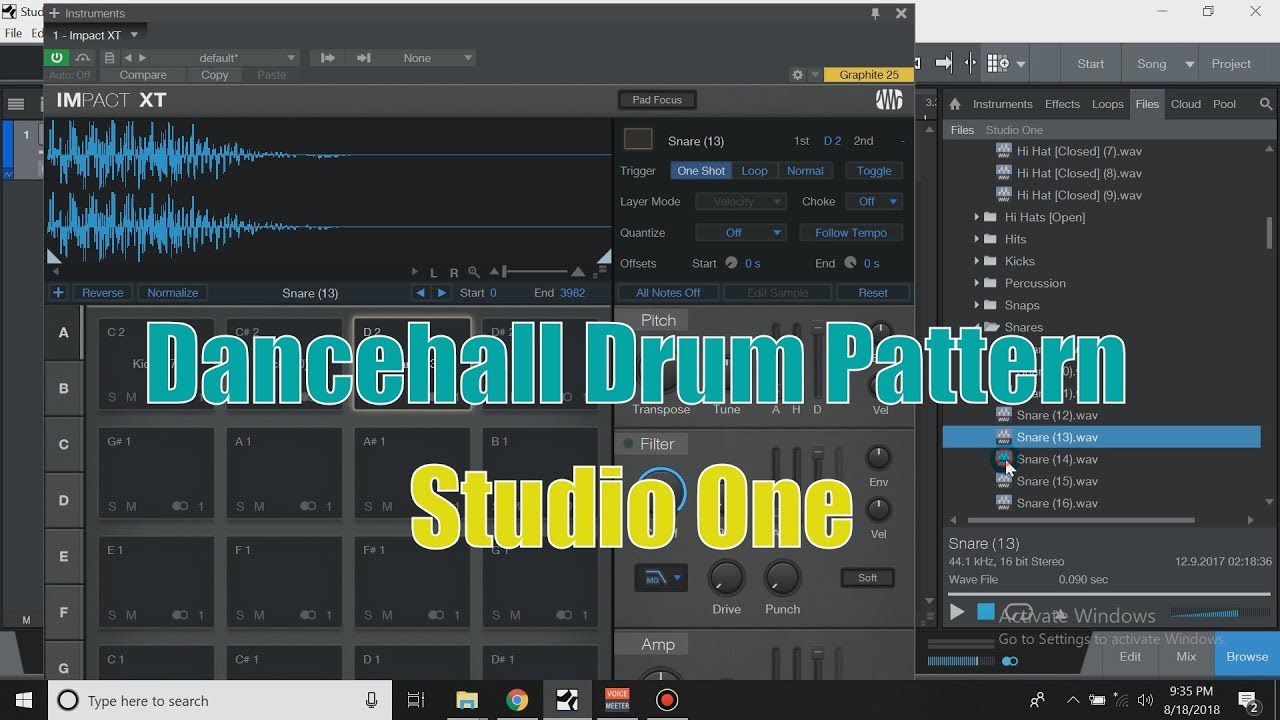 How To Make Any Dancehall Drum Pattern In Studio One [ Impact XT ]