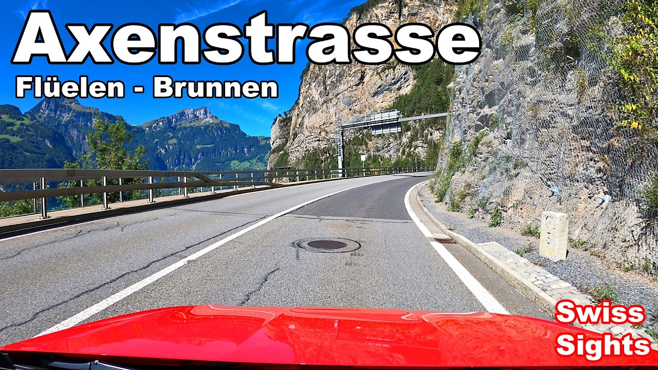 Axenstrasse Switzerland 4K Video Drive Flüelen to Brunnen
