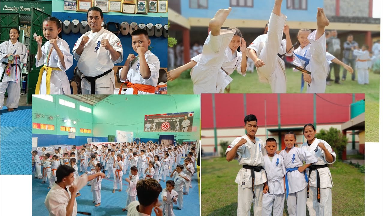 Karate kid's belt test in Pokhara Rangasala. strongest kyokushin kaikan karate do . Sonoda group🥋🥋🥋