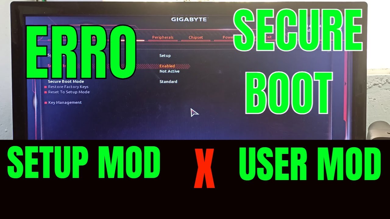 ERRO ATIVAR SECURE BOOT GIGABYTE |SETUP VS USER MOD| COMO RESOLVER?