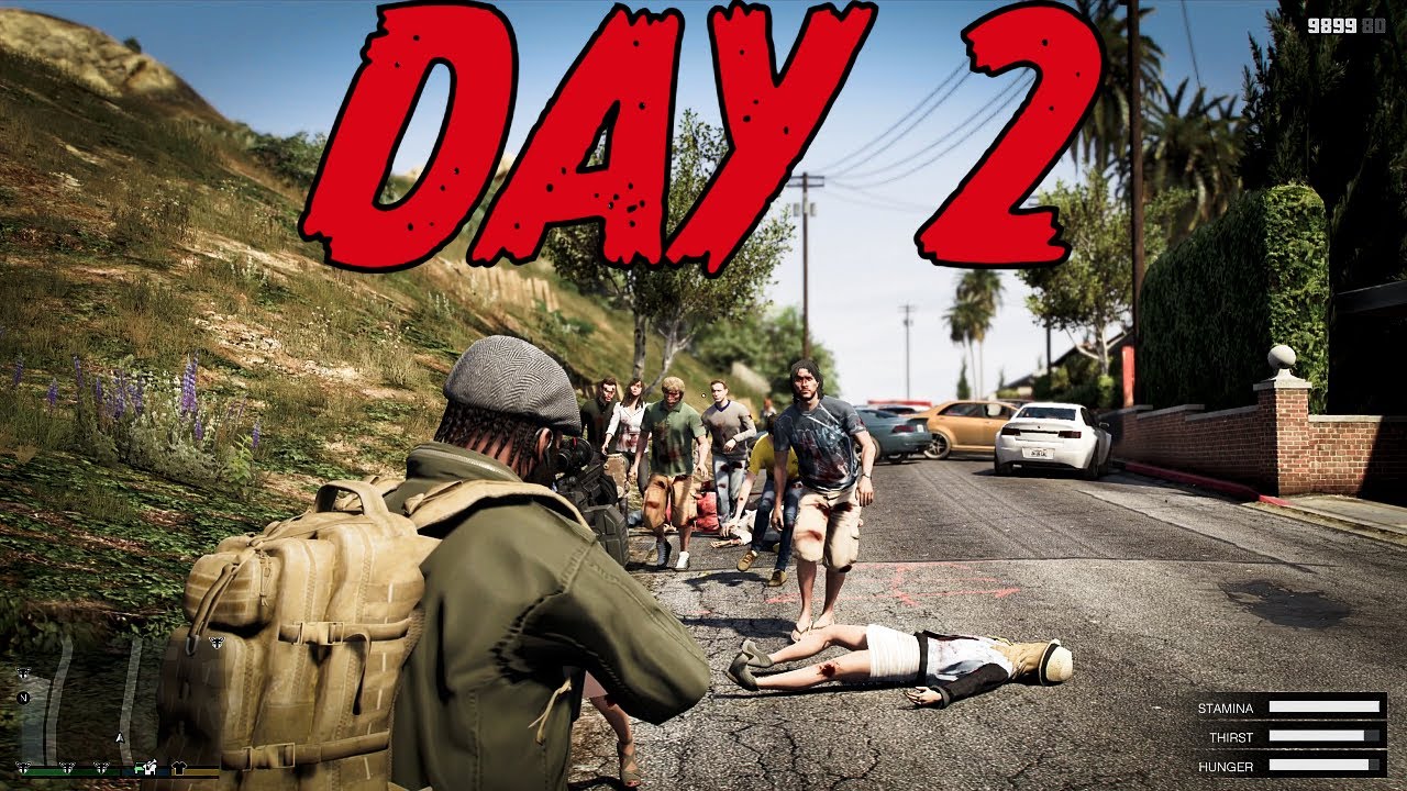 GTA V Realistic Zombie Apocalypse Mod- Day 2 (We got robbed!!)