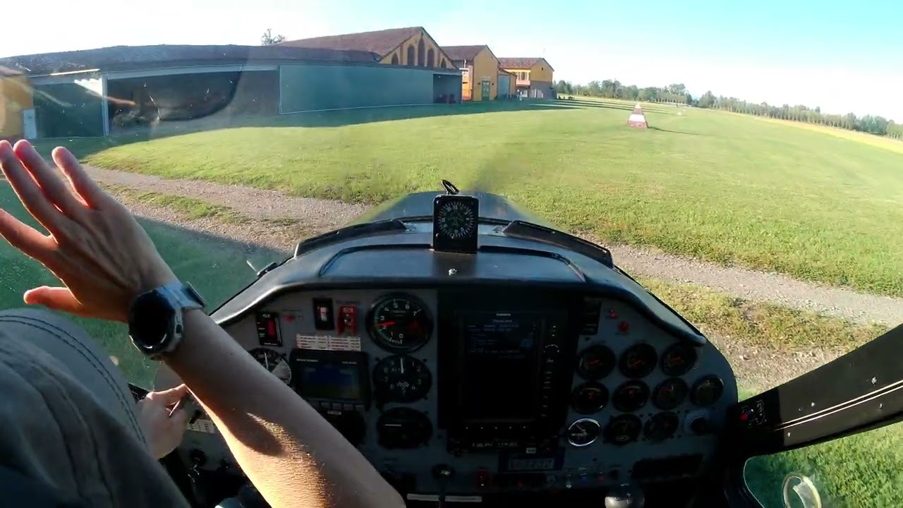 Tecnam P92 - Massalengo to Piacenza and Pavia - Clear and windy day - Enroute turbulence.
