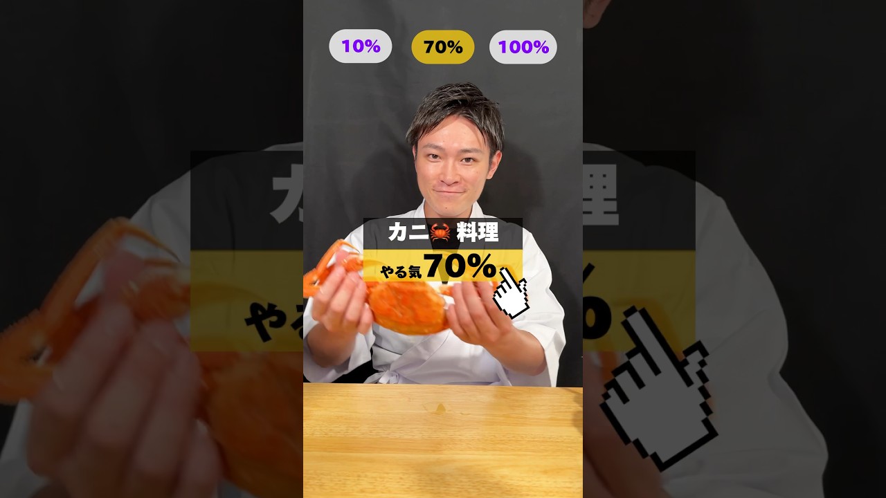 【新企画】やる気別💪カニ料理🦀何％を食べたい！？　#カニ料理 #カニレシピ #カニアレンジ #カニ #カニカマ  #レシピ  #イケメンシェフ #shorts