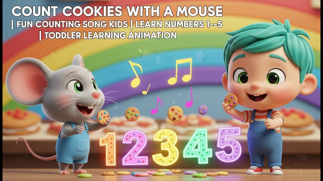🎵 Count Cookies with a Mouse 🐭 | Fun Counting Song for Kids | Learn Numbers 1–5 | Toddler Learning