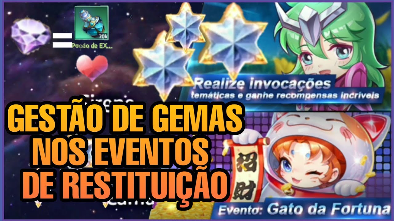 Gest&atilde;o de Gemas em Invoca&ccedil;&otilde;es Tem&aacute;ticas e Gato da Fortuna - Saint Seiya Awakening