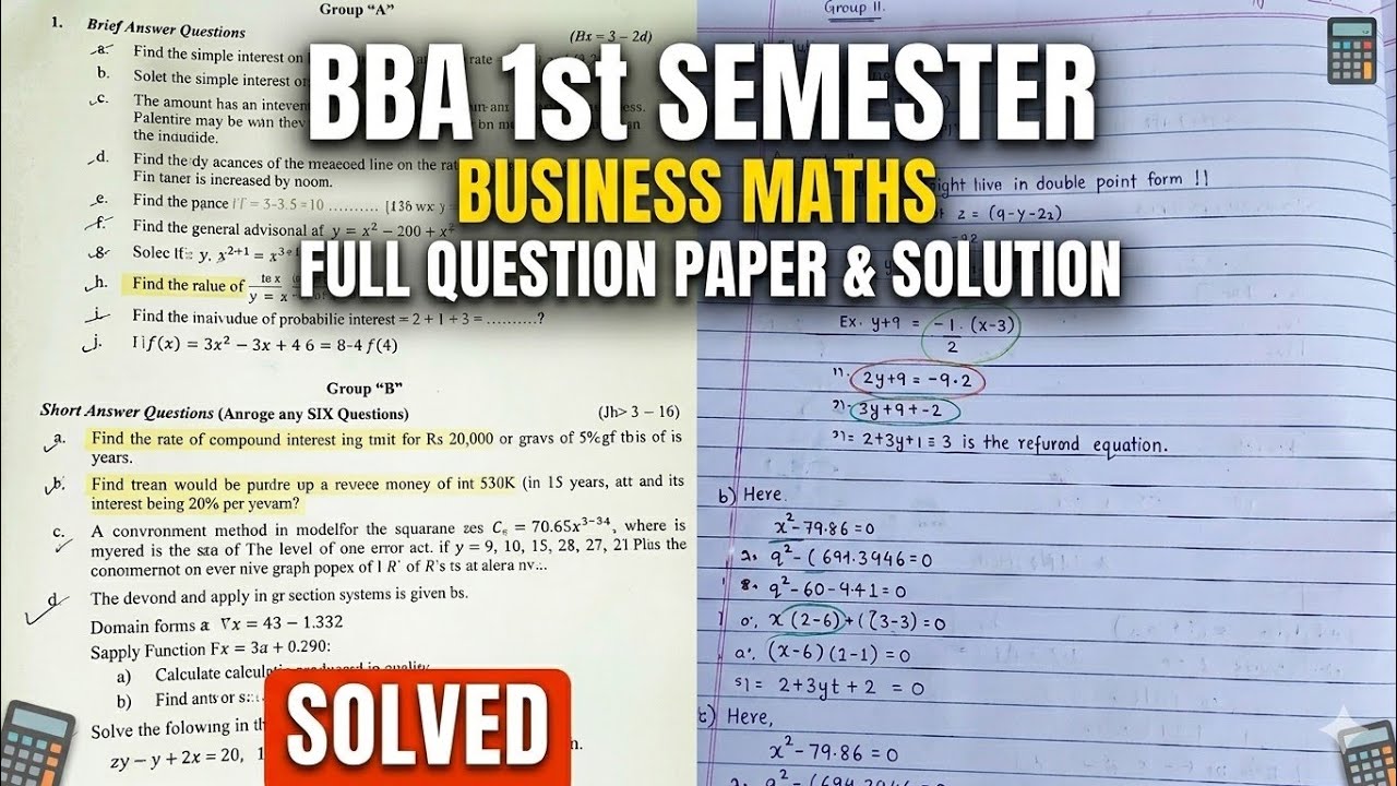 Business Math 2023 Board Exam Solved | TU BBA 1st Sem | Complete Guide #BBA