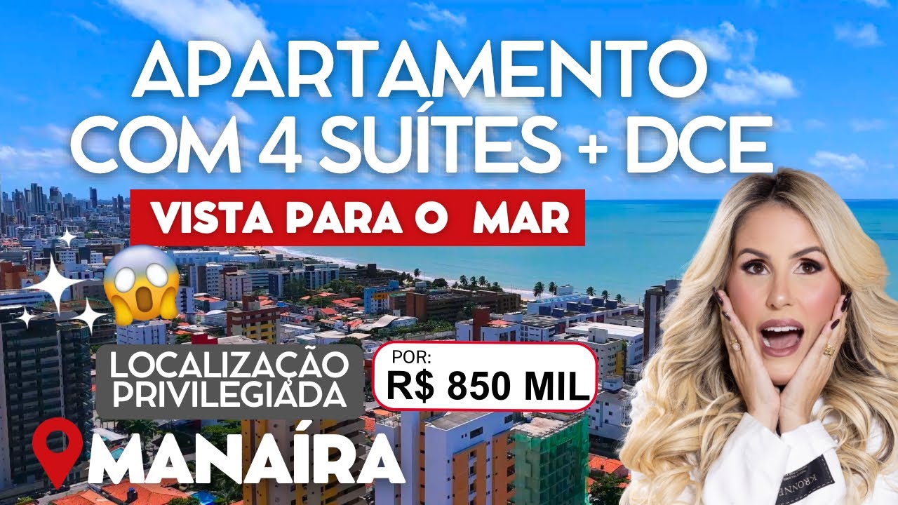 Apartamento com 4 SUÍTES+DCE e uma VISTA DEFINITIVA para o mar em Manaíra CÓD.1459