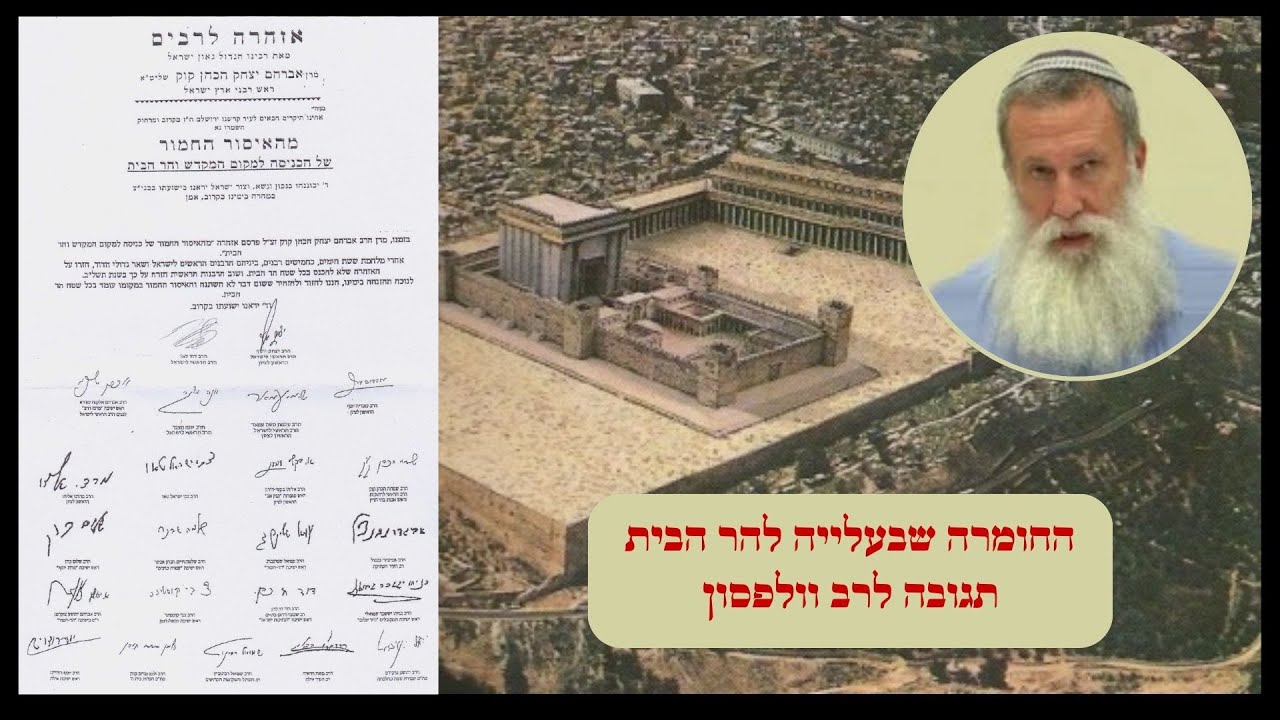 הרב יוסף קלנר - תגובה לרב וולפסון בעניין הר הבית