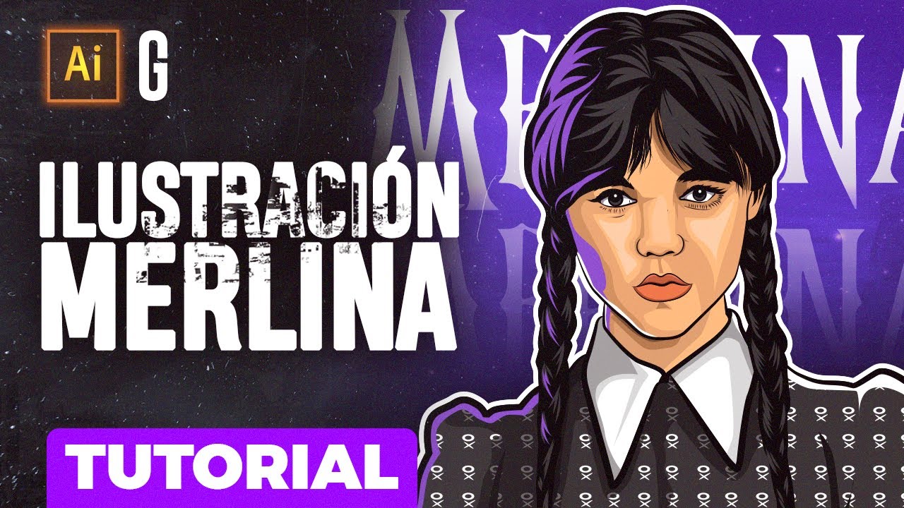 Illustrator Tutorial | Ilustrando a Merlina Addams | Drawing Wednesday Addams (Vector Illustration)