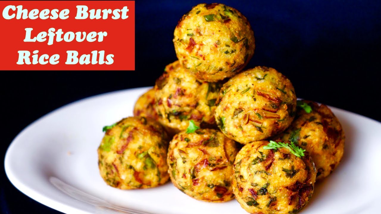 Cheese Burst Rice Balls, Instant breakfast recipe, LeftOver Rice recipe, Indian spicy Rice Balls