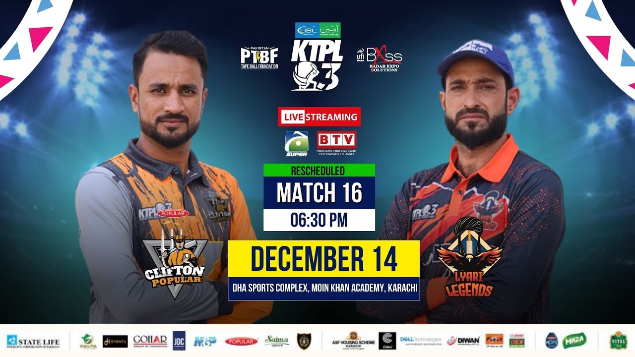 LIVE | Match 16 | Clifton Popular VS Lyari Legends | KTPL Season 3 | 14-Dec-2023