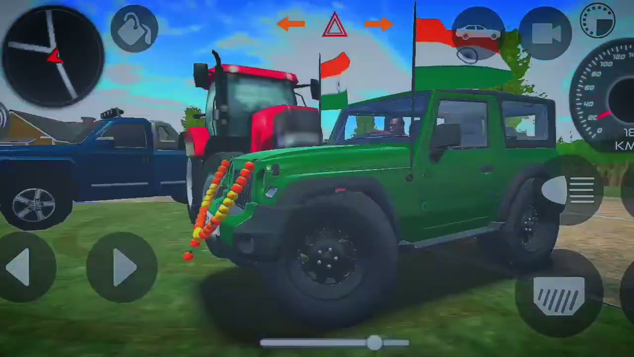 🥶Indian Mahindra Thar Game 💥 4x4 Green Colour Modified 🔥Offroading Stand 💗#trending#tharlover#game🚗